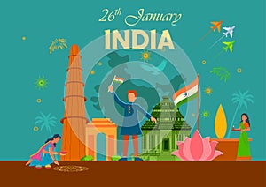 Flat minimal simplistic background for 26 January Happy Republic Day of India