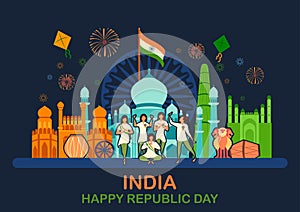 Flat minimal simplistic background for 26 January Happy Republic Day of India