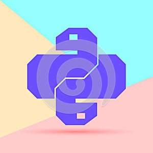 Flat minimalism pastel colored python code icon. Trendy snake ve