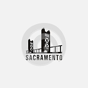 Flat Minimalist Sacramento Bridge bridge logo vector template photo