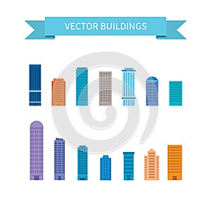 Flat modern building infographics