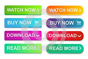 Flat modern buttons for website buttons set. Vector icon