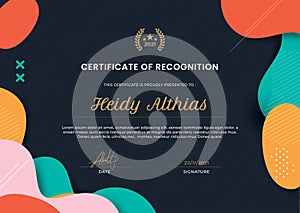 Flat modern certificate of recognition