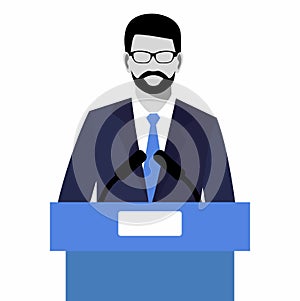 The flat modern design of Businessman giving a presentation. orator speaking