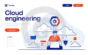 Flat Modern design Illustration of Cloud Engineering