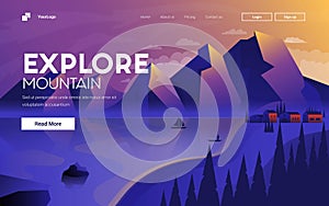 Flat Modern design Illustration of Explore Mountain