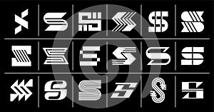Flat modern initial S letter logo set
