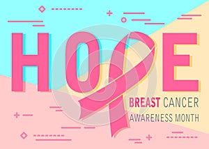 Flat modern minimal pink hope breast cancer awareness tape icon