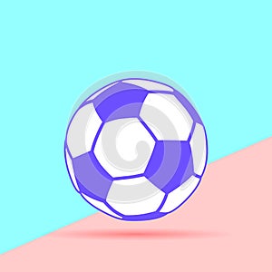 Flat modern pastel colored soccer ball icon with shadow on pink
