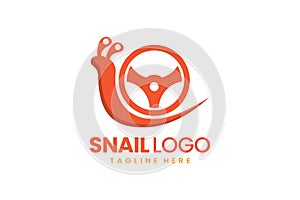 Flat modern simple logo snail driver logo template