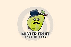 Flat modern template mister pear fruits logo