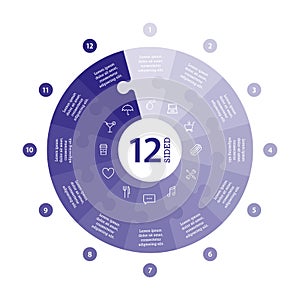 Flat monocolor puzzle presentation infographic charts