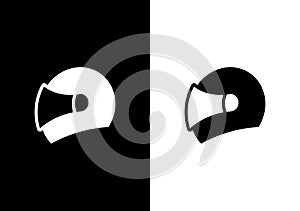 Flat motorcycle helmet symbol, side view illustration, racing helmets icon set