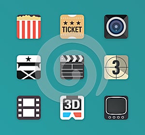 Flat movie icon set