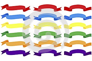 Flat multicolored ribbons. Modern banner on white backdrop. Abstract vector illustration. Stock image