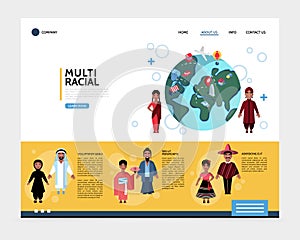 Flat Multiracial People Website Concept