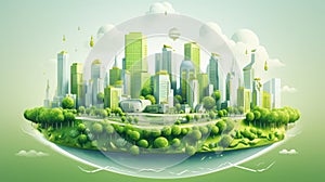 Flat nature and clean energy icons eco friendly sustainability in environment illustration design