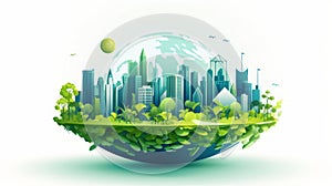 Flat nature illustration clean energy, eco friendly icons for sustainability and environment