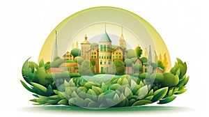 Flat nature illustration clean energy, eco friendly icons for sustainable environment