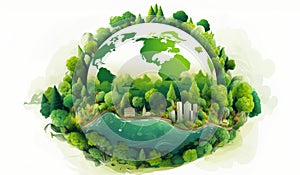 Flat nature illustration clean energy, eco friendly icons for sustainable environment design