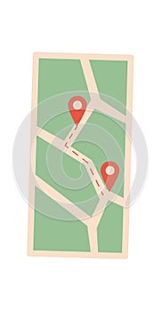 Flat Navigation Map App On Smartphone