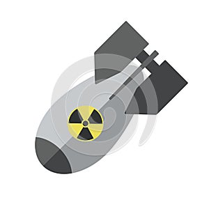 Flat nuclear bomb Vector icon. Nuke Isolated aviation atom bomb.