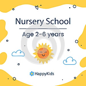 Flat nursery school posts set Vector illustration.