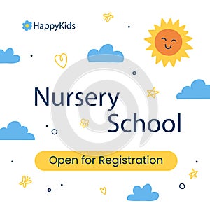 Flat nursery school posts set Vector illustration.