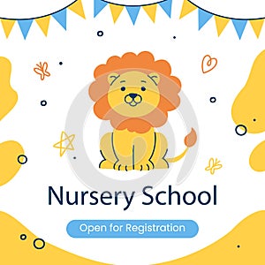 Flat nursery school posts set Vector illustration.