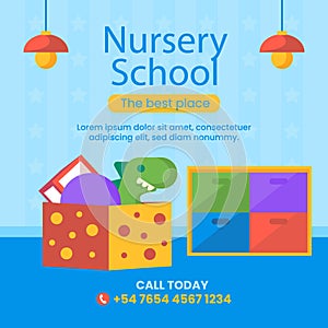 Flat nursery school posts set Vector illustration.