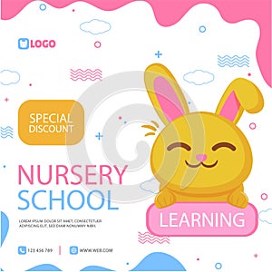 Flat nursery school posts set Vector illustration.