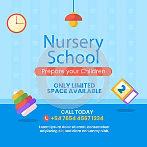 Flat nursery school posts set Vector illustration.