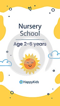 Flat nursery school posts stories set Vector illustration.