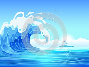 Flat Ocean Wave Background