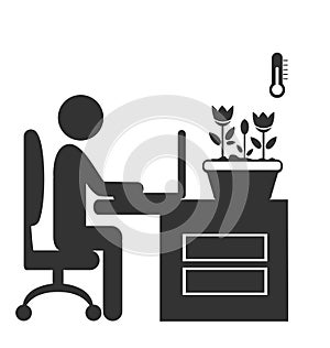 Flat office spring icon isolated on white