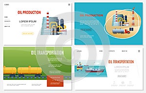 Flat Oil Industry Websites Set