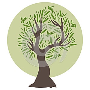 flat olive tree. Vector