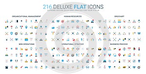 Flat Organization HR Web Strategy Icon Set