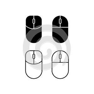 Flat outline and filled vector computer mouse web icons.