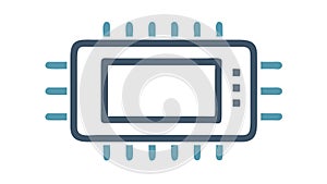 Flat Outline Microchip CPU Icon Vector Electronics, vector design Generative AI