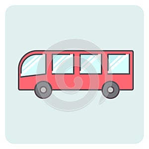 Flat outlone red bus icon