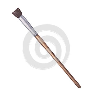 Flat paintbrush artist's tool for coloring. Art accessories. School supplies. Wooden handle and synthetic or