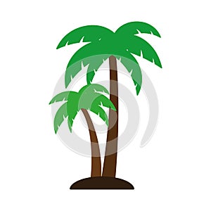Flat Palm Tree Vector Cartoon Animated Icon Clipart Image