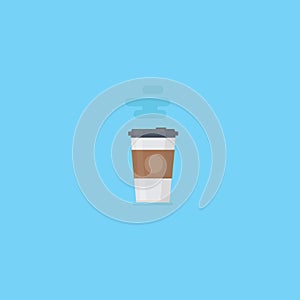 Flat paper coffee, paper kraft cup, hot coffee