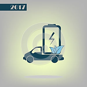 Flat paper cut style icon of eco vehicle