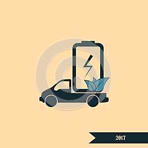 Flat paper cut style icon of eco vehicle