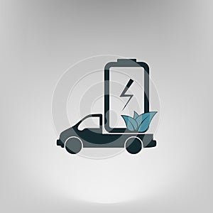 Flat paper cut style icon of eco vehicle