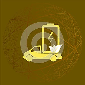 Flat paper cut style icon of eco vehicle