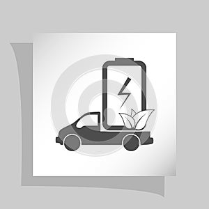 Flat paper cut style icon of eco vehicle