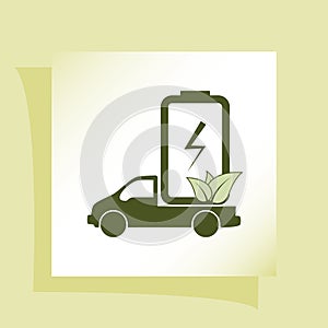 Flat paper cut style icon of eco vehicle